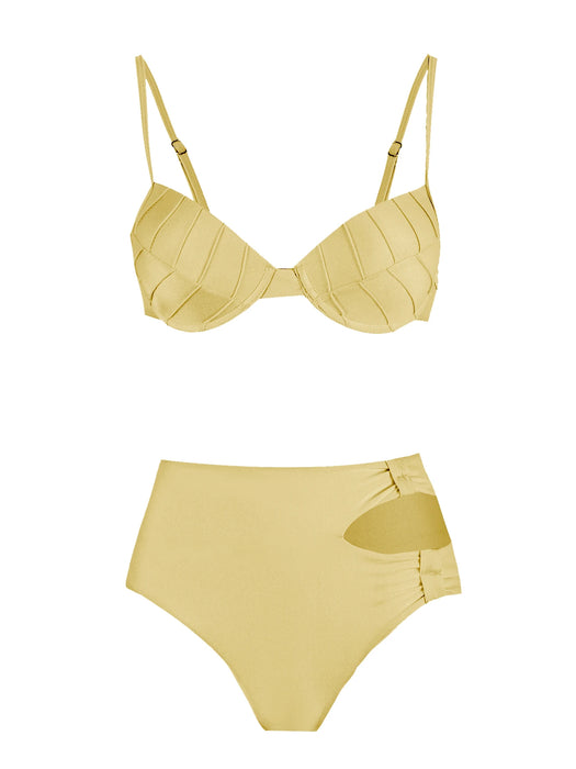 Fashion Sexy Solid Three Piece Bikini Set Padded Bra Tassel High Waist Beach Skirt Swimwear Summer Beach Holiday Bathing Suit