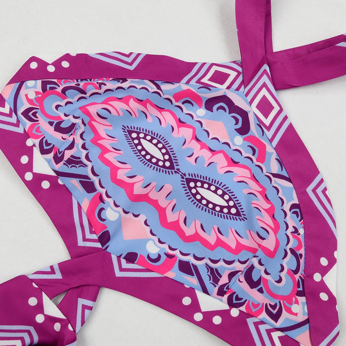 Bohemian Sexy Printed Women Dresses Halter Sleeveless Backless Naked Waist Long Dress Fashion Summer Beach Holiday