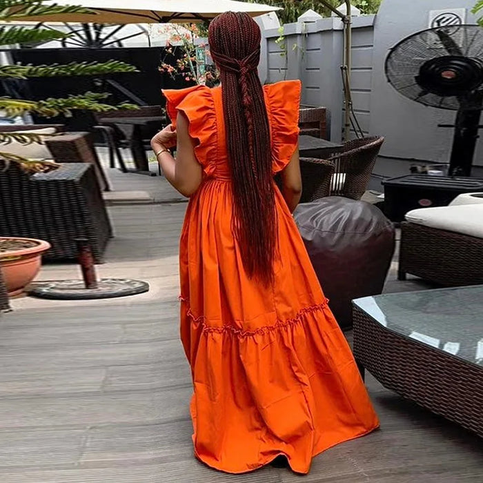 Summer Sleeveless Sweet Cute O-Neck Hollow Out Floor-Length Long Women Dress Beach Streetwear Maxi Dresses