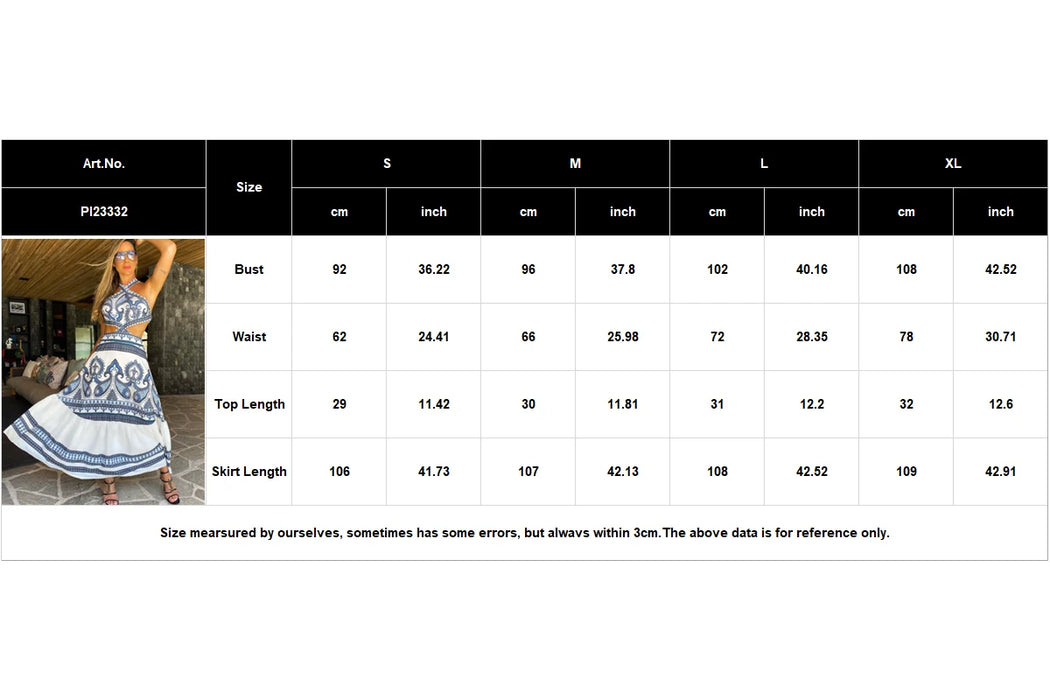 Bohemian Sexy Printed Women Dresses Halter Sleeveless Backless Naked Waist Long Dress Fashion Summer Beach Holiday