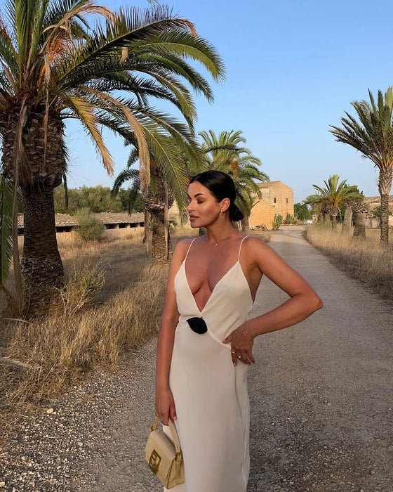 Flower Deep V-Neck Maxi Dress For Women Sheer Sleeveless Slip Long Evening Dresses Party Clubwear Sexy Backless Elegant