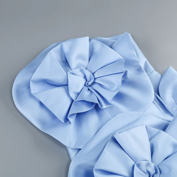 New decoration flower dress Women's temperament back tiedesign party ceremonial dress