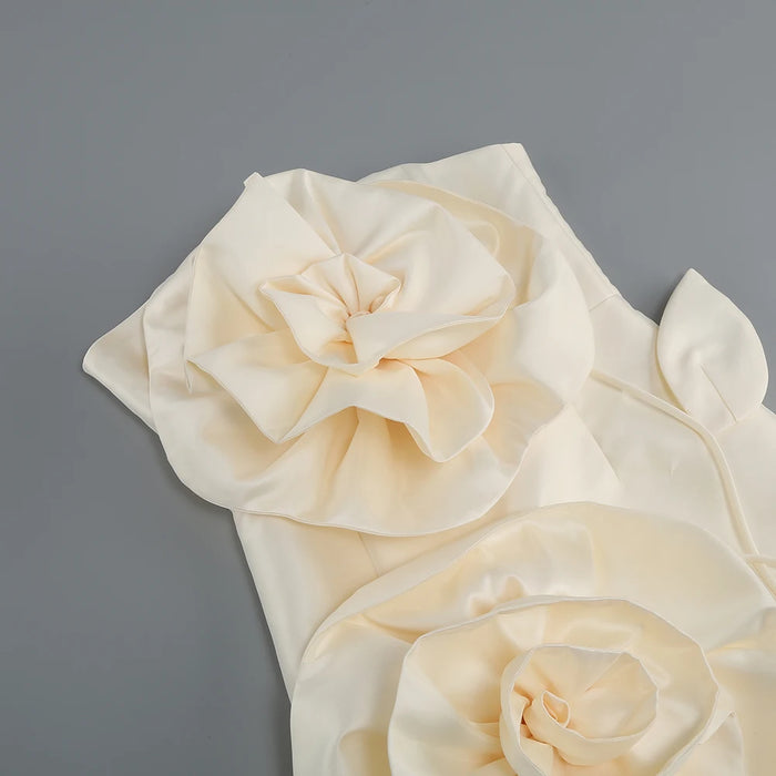 New decoration flower dress Women's temperament back tiedesign party ceremonial dress