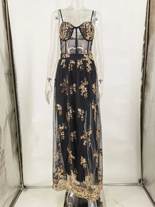 Backless Slip Green Sequin Party dress women summer Night club bodycon maxi Dress elegant evening dresses