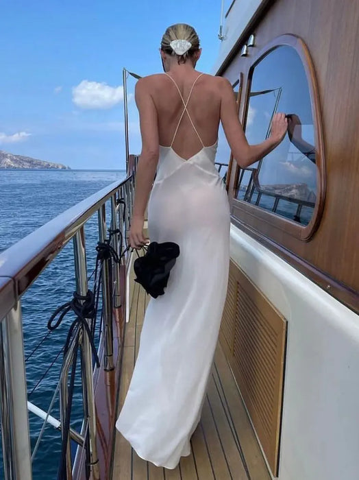 Flower Deep V-Neck Maxi Dress For Women Sheer Sleeveless Slip Long Evening Dresses Party Clubwear Sexy Backless Elegant