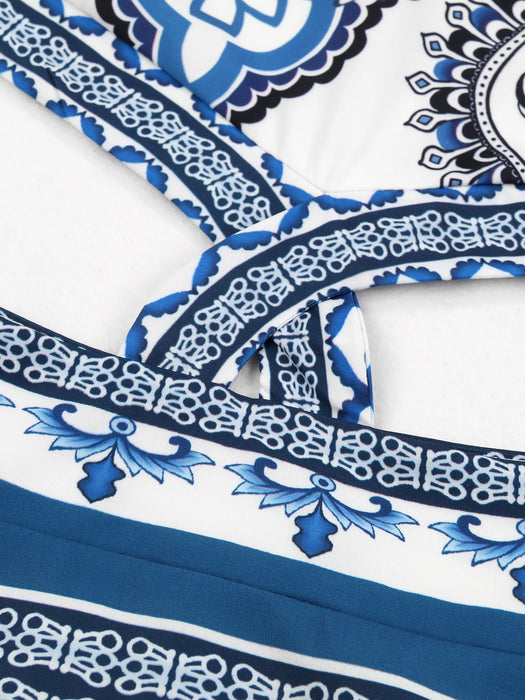 Bohemian Sexy Printed Women Dresses Halter Sleeveless Backless Naked Waist Long Dress Fashion Summer Beach Holiday