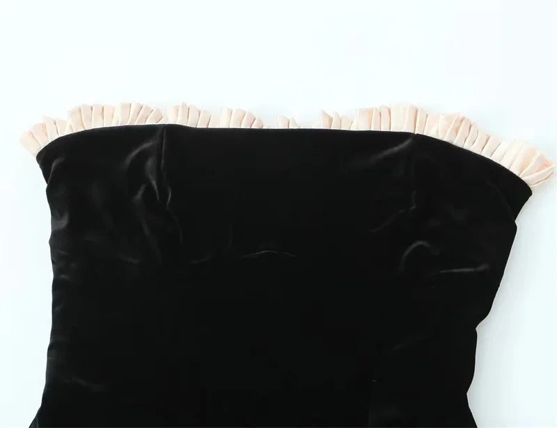 Black Strapless Christmas Dress Sexy A Line Vintage Velvet Party Dresses Mini Elegant Womens Dresses