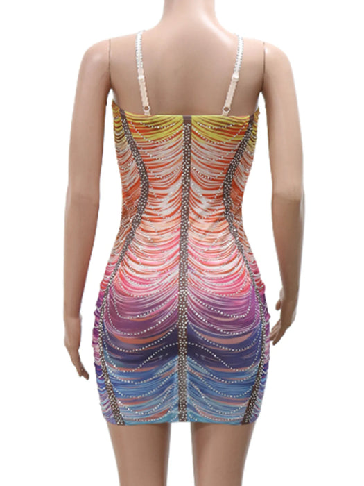 Backless mini rhinestone party dress women elegant luxury bodycon club evening dresses