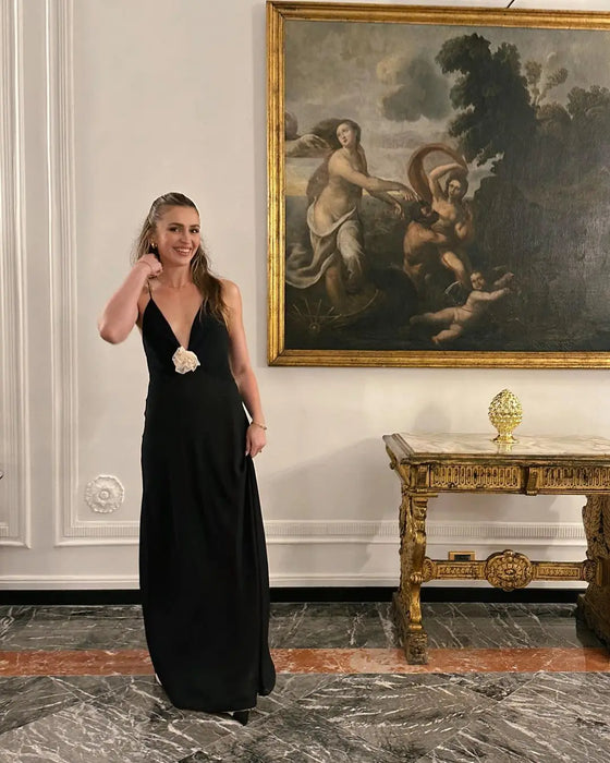 Flower Deep V-Neck Maxi Dress For Women Sheer Sleeveless Slip Long Evening Dresses Party Clubwear Sexy Backless Elegant