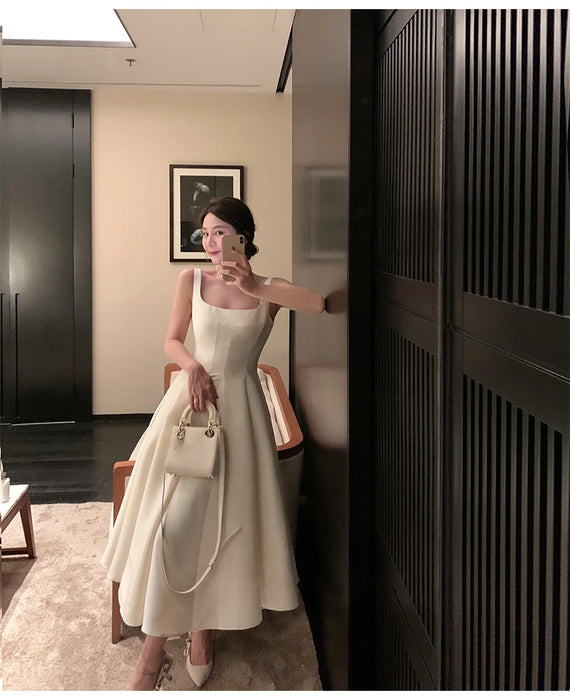 Summer Women Fashion Elegant Prom Midi Dresses Princess Female Evening Party A Line