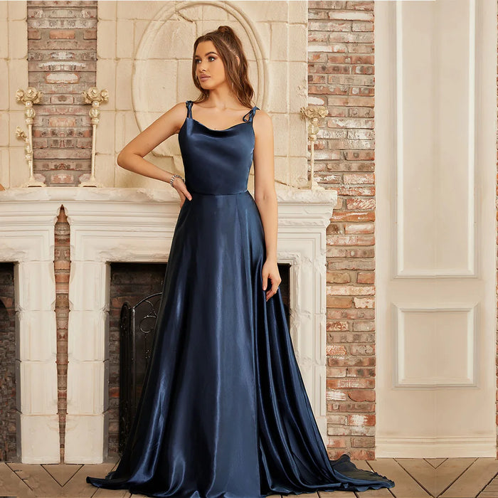 Mint Green Bridesmaid Dresses Side Slit Backless Gown Long Satin Summer Evening Dress For Women