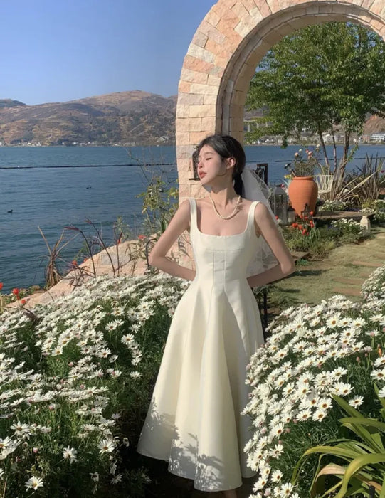 Summer Women Fashion Elegant Prom Midi Dresses Princess Female Evening Party A Line