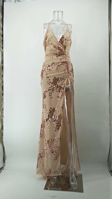 Black Sequins maxi Summer dress women Elegant Backless Party Dress long club Bodycon dresses