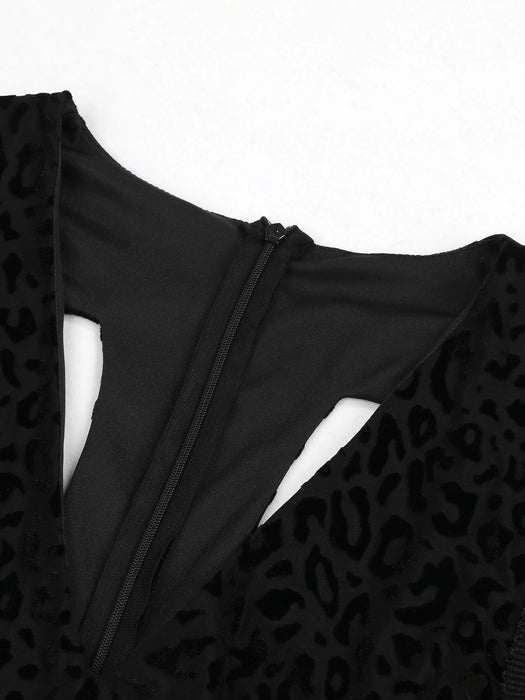 Sexy Women Black Leopard Tassel Mini Dresses Sleeveless Naked Waist Dress Summer Party Evening dress for women