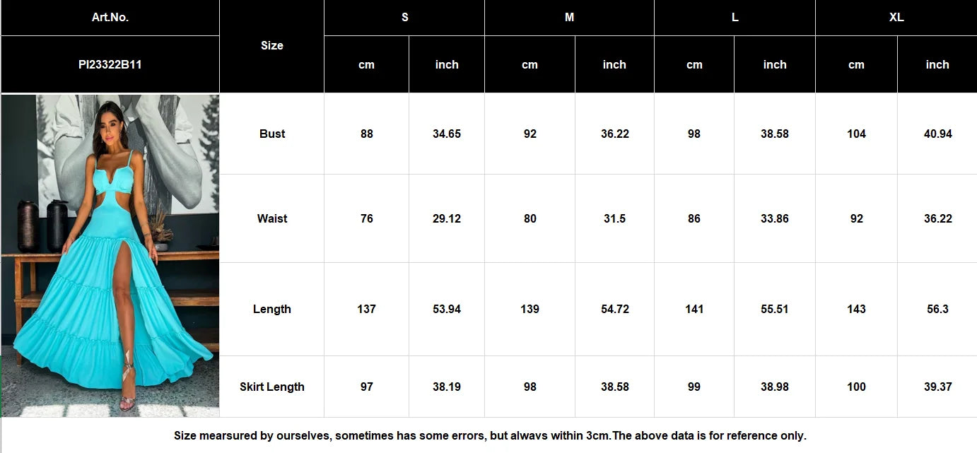 Summer Sexy Solid Women Dresses Deep V Sleeveless Naked Waist Split Long Dress Fashion Casual Party A-line