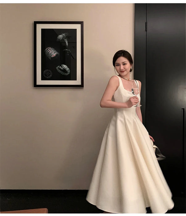 Summer Women Fashion Elegant Prom Midi Dresses Princess Female Evening Party A Line