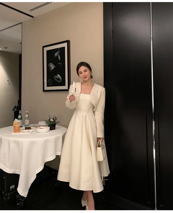 Summer Women Fashion Elegant Prom Midi Dresses Princess Female Evening Party A Line