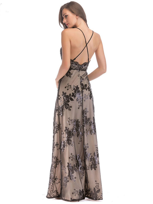 Sequins Summer Maxi Dress Women Spaghetti Strap party dress Night club Long wedding guest Dresses