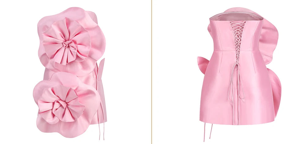 New decoration flower dress Women's temperament back tiedesign party ceremonial dress