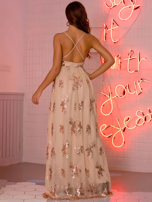 Backless Slip Green Sequin Party dress women summer Night club bodycon maxi Dress elegant evening dresses