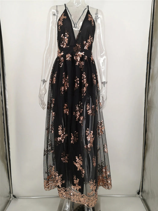 Backless Slip Green Sequin Party dress women summer Night club bodycon maxi Dress elegant evening dresses