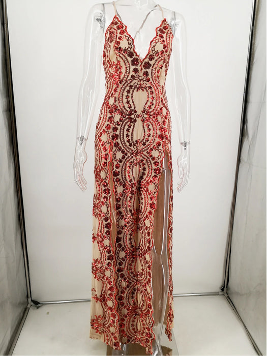 Sequins Summer Maxi Dress Women Spaghetti Strap party dress Night club Long wedding guest Dresses