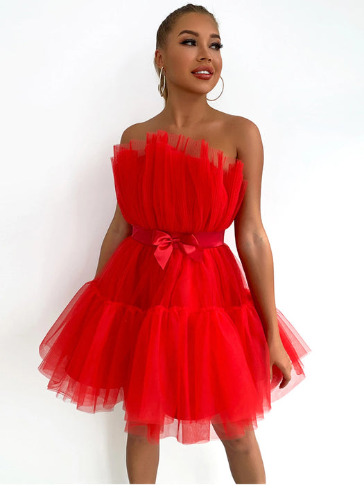 Mini white mesh summer dress women elegant luxury wedding party dress birthday bridesmaid evening dresses