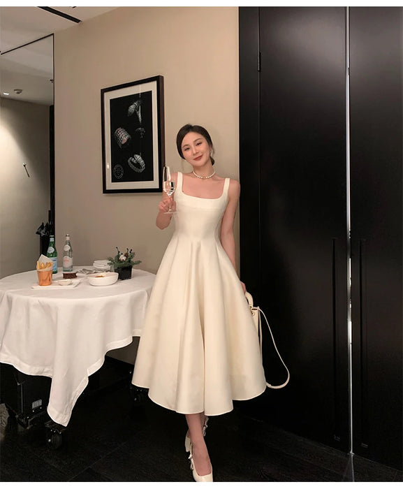 Summer Women Fashion Elegant Prom Midi Dresses Princess Female Evening Party A Line