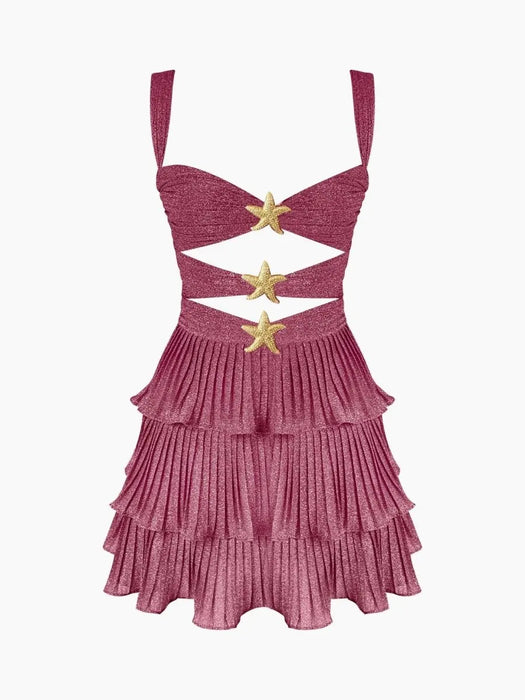 Short Mermaid Dress Cami Dress Elegant Women Cutout Sleeveless Halter High Waist A-line Mini Dress