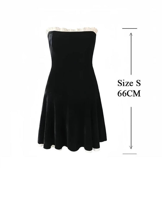 Black Strapless Christmas Dress Sexy A Line Vintage Velvet Party Dresses Mini Elegant Womens Dresses
