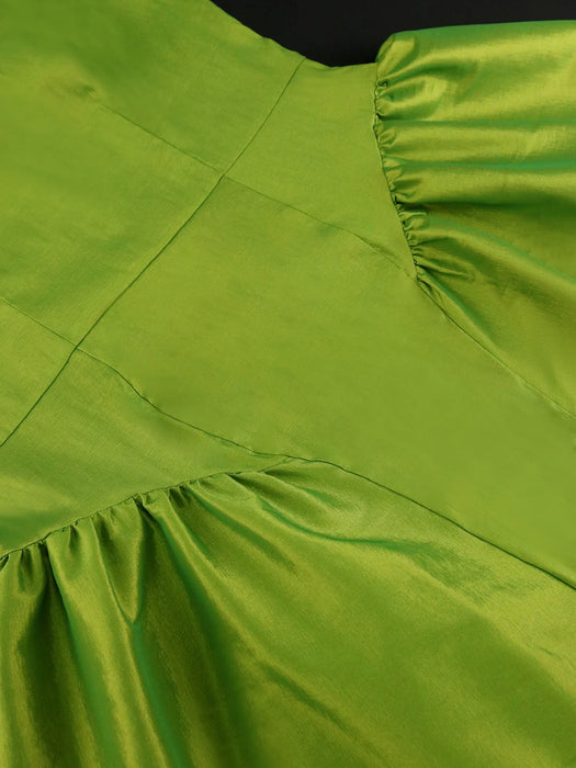 Vintage Cute Women A Line Party Dresses Puffy Big Swing Green Strap Dress Ball Gowns Elegant Backless