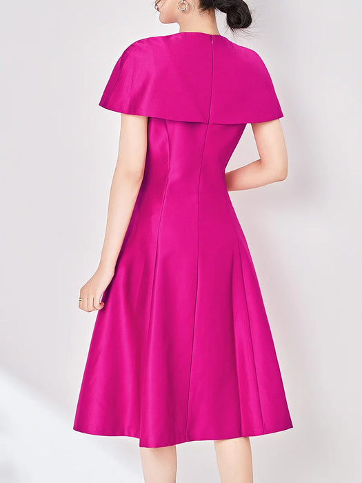 Elegant Diamonds Cloak Sleeve Dinner Party Dresses for Women Fashion Spring Summer Dress Solid Aline Knee Length