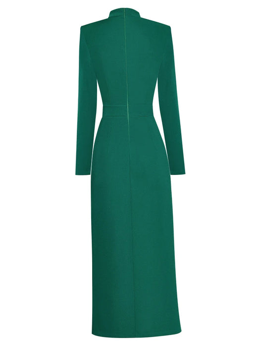 Midi Dresses for Women Elegant Black Green Long Sleeve Straight Party Robe Femme Plus Size XXL