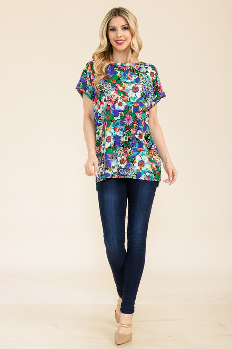 Women's Trendy Fashion Tops 2024 Round Neck Short Sleeve Floral T-Shirt