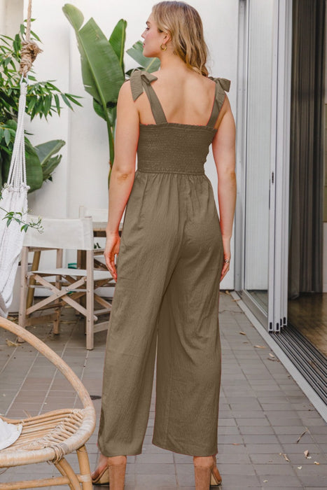 ODDI Bodice Smocked Sleeveless Jumpsuit