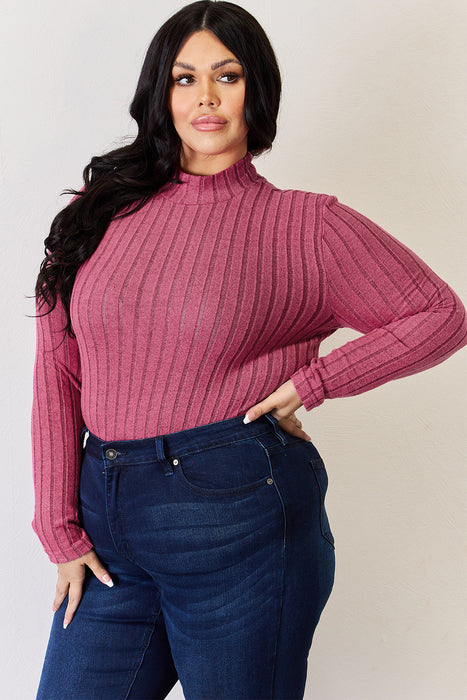 Basic Bae Ribbed Mock Neck Long Sleeve T-Shirt