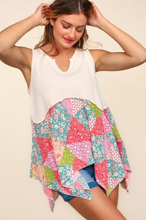 Women's Fashion Tops 2024 Patchwork Shark Bite Color Block Tank