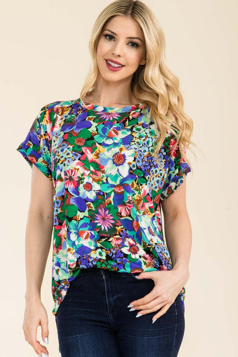 Women's Trendy Fashion Tops 2024 Round Neck Short Sleeve Floral T-Shirt