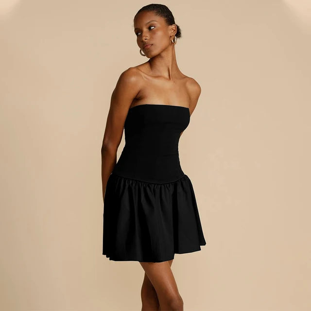 Slim Folds Dress For Women Bodycon Backless Splice Dresses Female Summer Sexy Off Shoulder Elegant Mini Dress