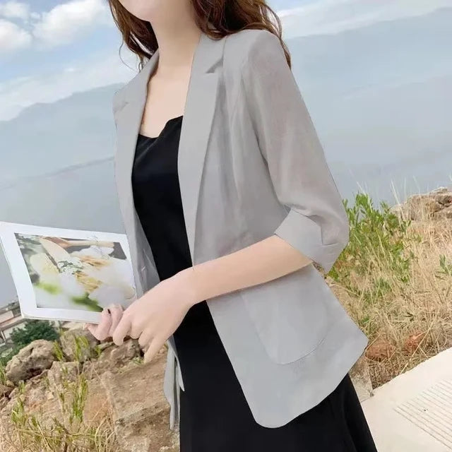 Fashion Women's Jacket Solid Color Yellow Black Cotton Fabric Loose Oversize Coat Spring Summer Jackets Women's Suit