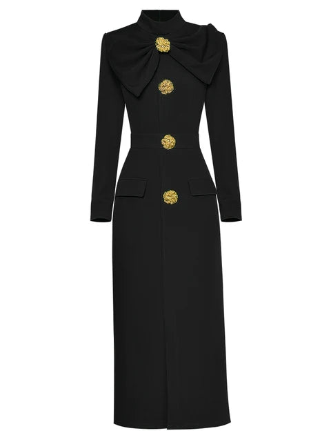 Midi Dresses for Women Elegant Black Green Long Sleeve Straight Party Robe Femme Plus Size XXL