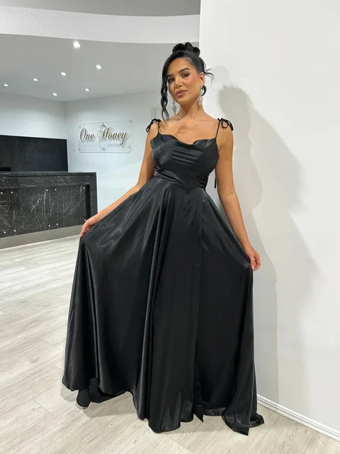 Mint Green Bridesmaid Dresses Side Slit Backless Gown Long Satin Summer Evening Dress For Women