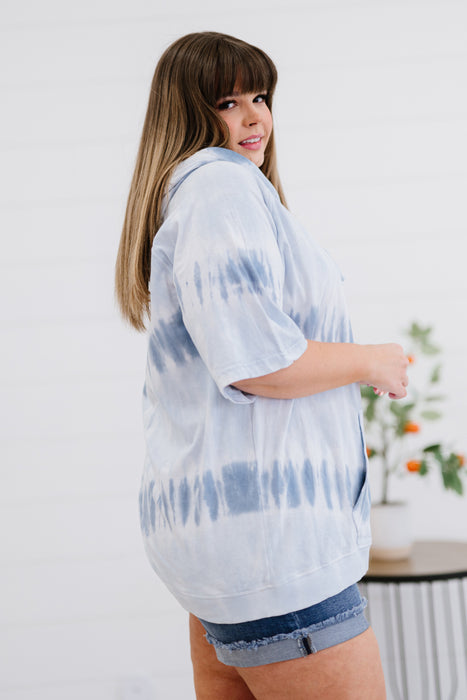 Women's Fashion Tops 2024 Watching Clouds Run Tie-Dye Short-Sleeved Hoodie