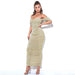 Dresses Fashion Off Shoulder Strapless Dress For Women Sexy Short Sleeve Celebrity Runway Evening Party Maxi Dress AwsomU