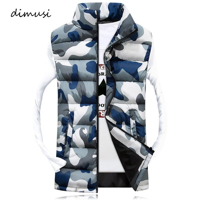 DIMUSI Mens Jacket Sleeveless Winter Fashion Camo Vest