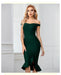 Dresses Black Off Shoulder Mermaid Bandage Dress For Women Sexy Ruffles Midi Celebrity Club Runway Party Dresses AwsomU