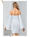 Dresses Women Off Shoulder Long Sleeve Bandage Dress Sexy Hollow Out White Mini Club Celebrity Runway Party Dress|Dresses| AwsomU