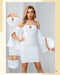 Dresses Women Off Shoulder Long Sleeve Bandage Dress Sexy Hollow Out White Mini Club Celebrity Runway Party Dress|Dresses| AwsomU