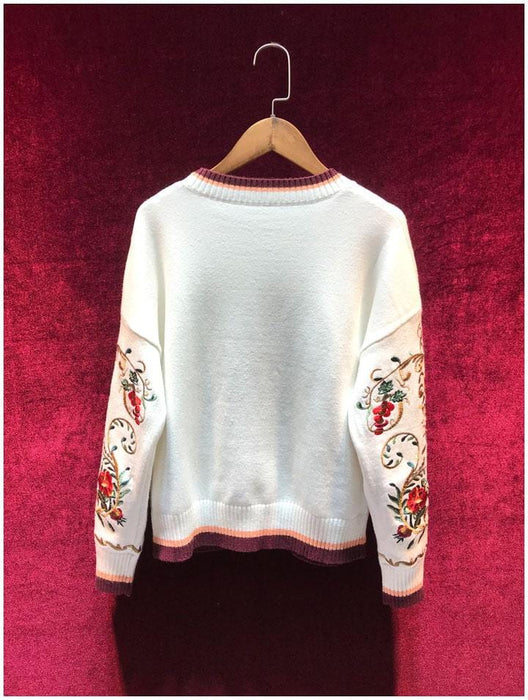 Pullovers Svoryxiu High Quality Wool Blend Pullover Sweater Women's luxury Floral Embroidery Autumn Winter Runway Thick Knitting Jumper|Pullovers| AwsomU