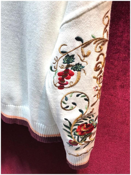 Pullovers Svoryxiu High Quality Wool Blend Pullover Sweater Women's luxury Floral Embroidery Autumn Winter Runway Thick Knitting Jumper|Pullovers| AwsomU